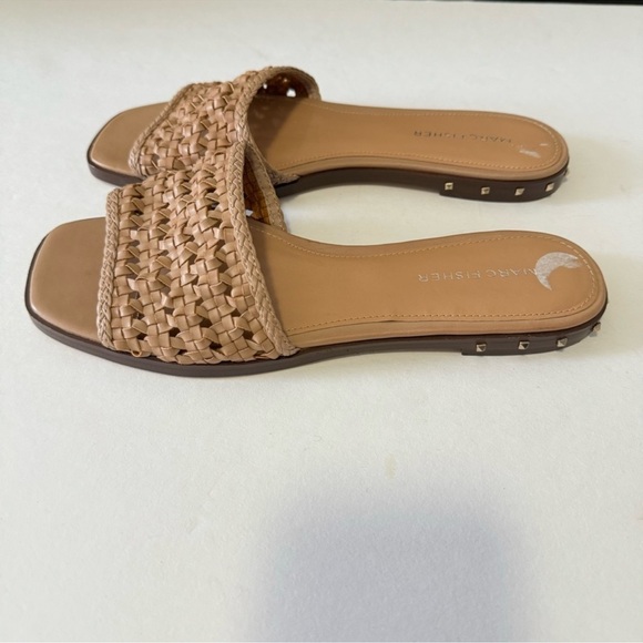 Marc Fisher Nude Jeremy Braided Slide Sandals Studded Minimalist Neutral Sz 7.5 - Picture 2 of 8